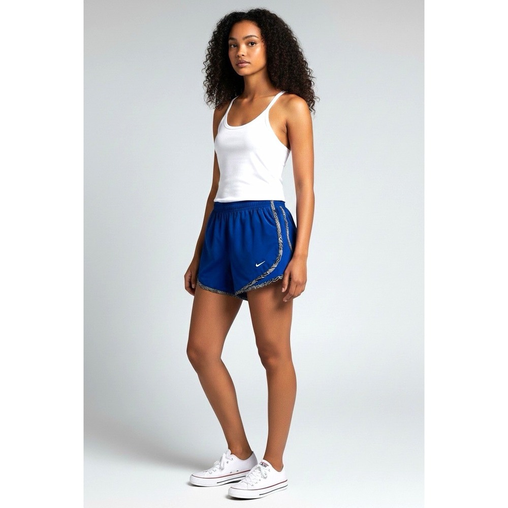 Nike Dri-FIT Womens Blue Athletic Running Shorts S Regular Elastic Waist Logo
